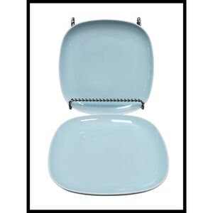 IKEA 365 Susan Pryke 7" Rounded Square Salad Dessert Plates Light Blue Set Of 2